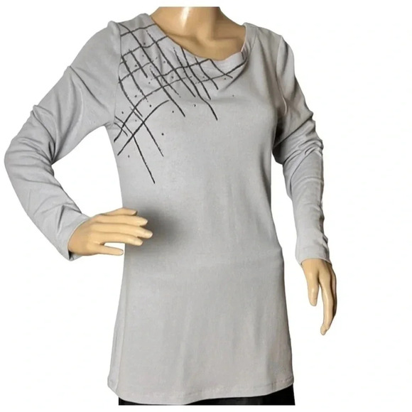 Vintage NWT sweater,tunic WOMEN  XS and S, abstract,beads,metallic,career,office - Picture 1 of 13